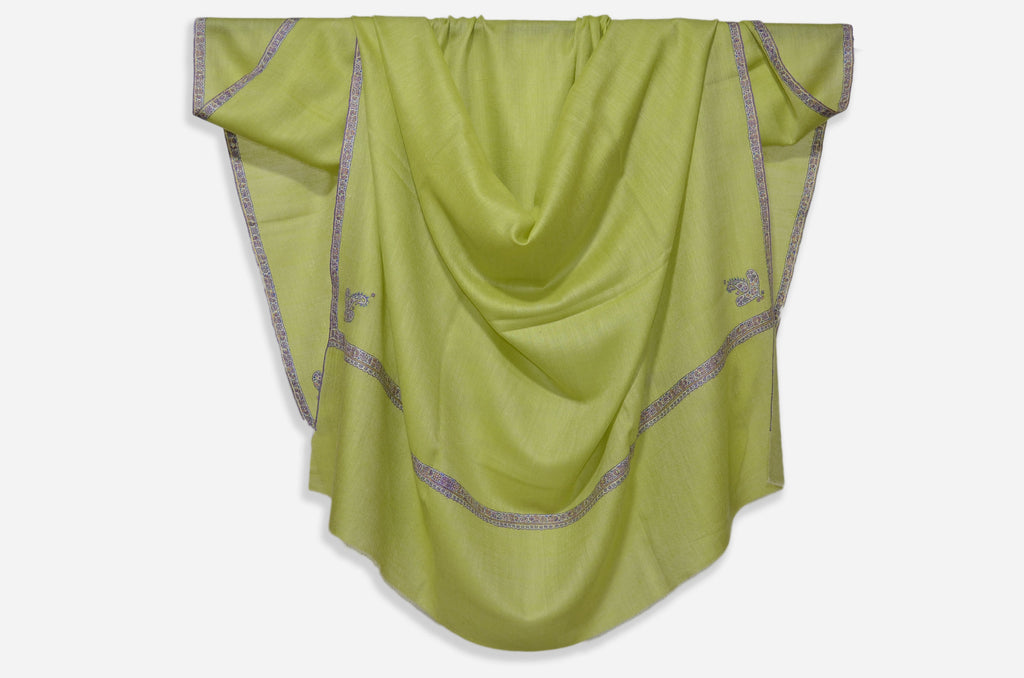 Lime Cashmere Pashmina Shawl with Beautifully  Crafted Border
