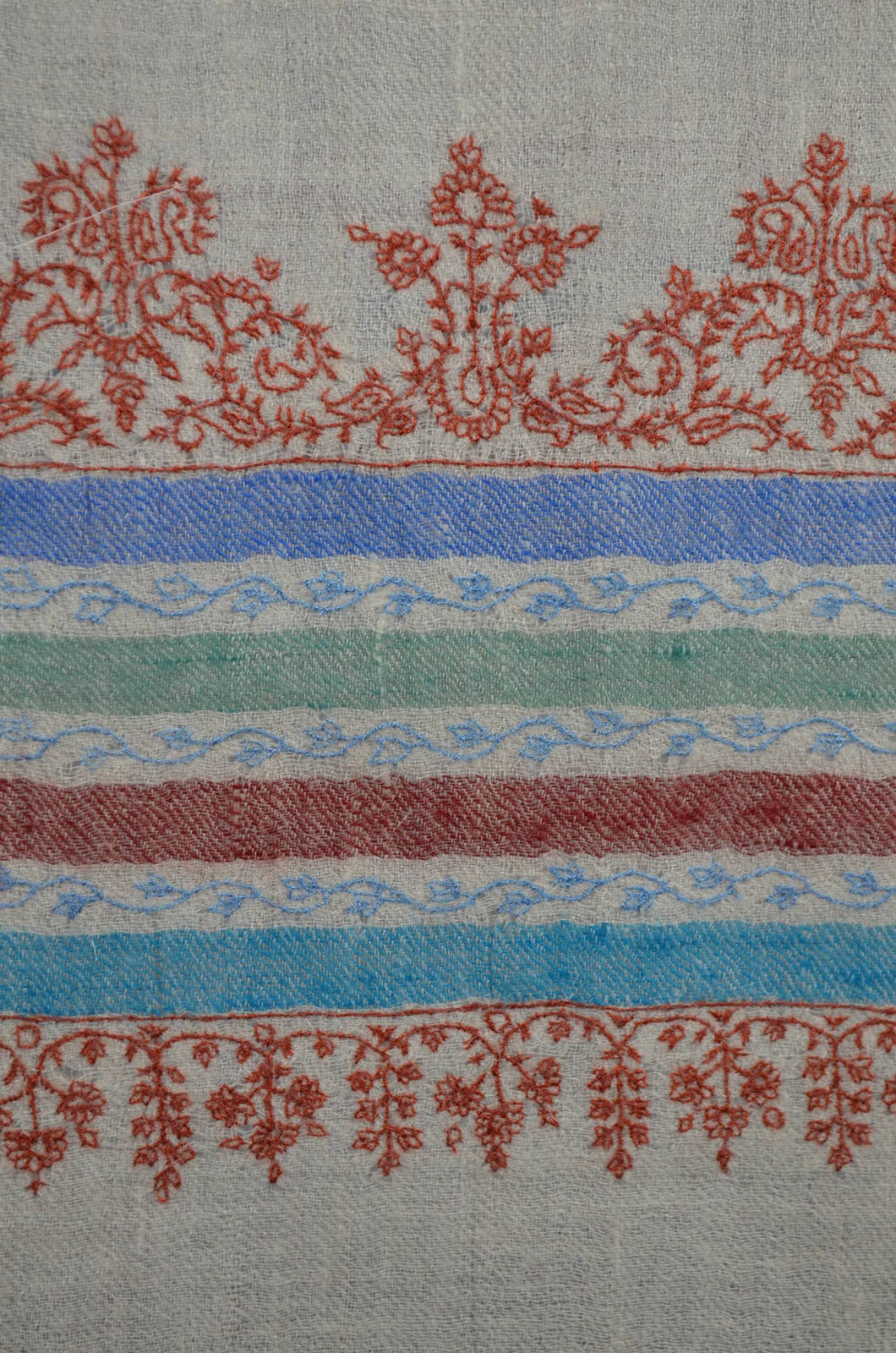 Ivory Base multi-color Embroidery Cashmere Pashmina Scarf
