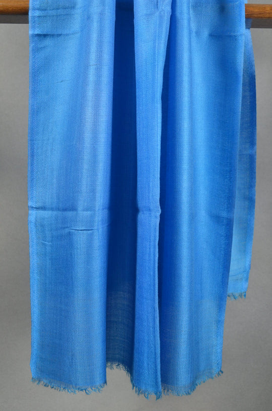 Extra-light weight Azure Blue Color Merino Silk Scarf