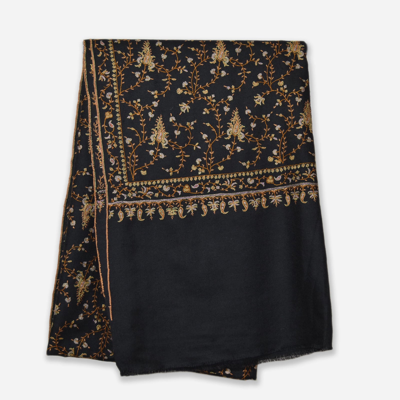 Black Jali Embroidery Cashmere Travel Wrap