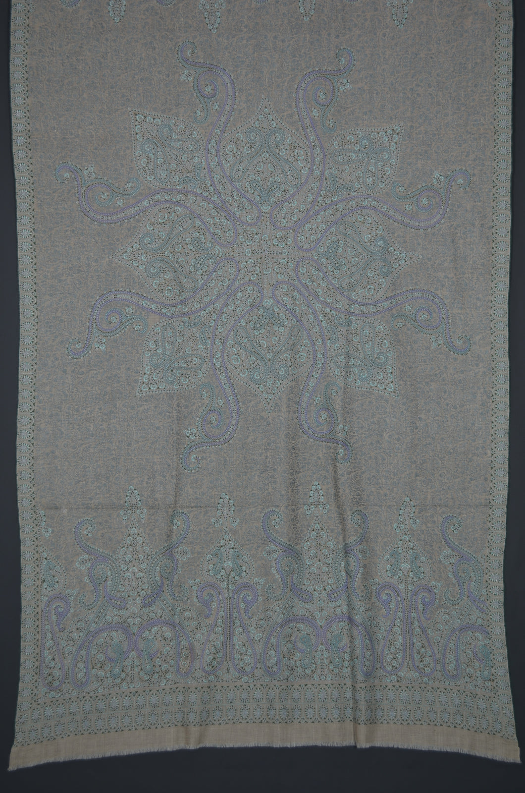 Un Dyed Natural Jamawar Embroidery Shawl