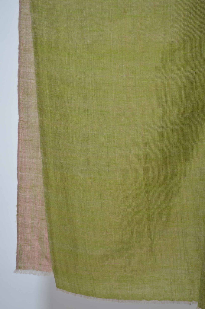 Reversible Metallic Green and Pink Handwoven Cashmere Pashmina Shawl