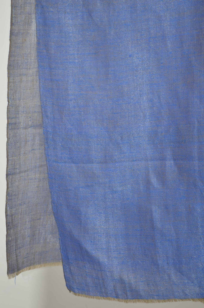 Reversible Metallic Blue and Silver Handwoven Cashmere Pashmina Scarf