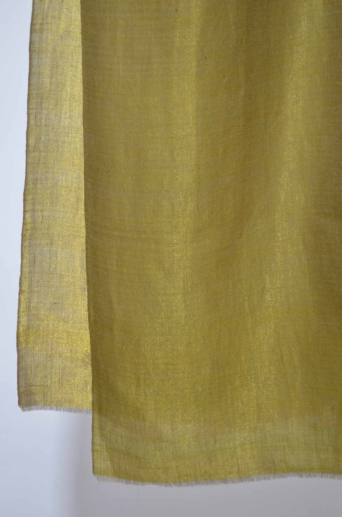 Reversible Metallic Yellow and Golden Handwoven Cashmere Pashmina Scarf