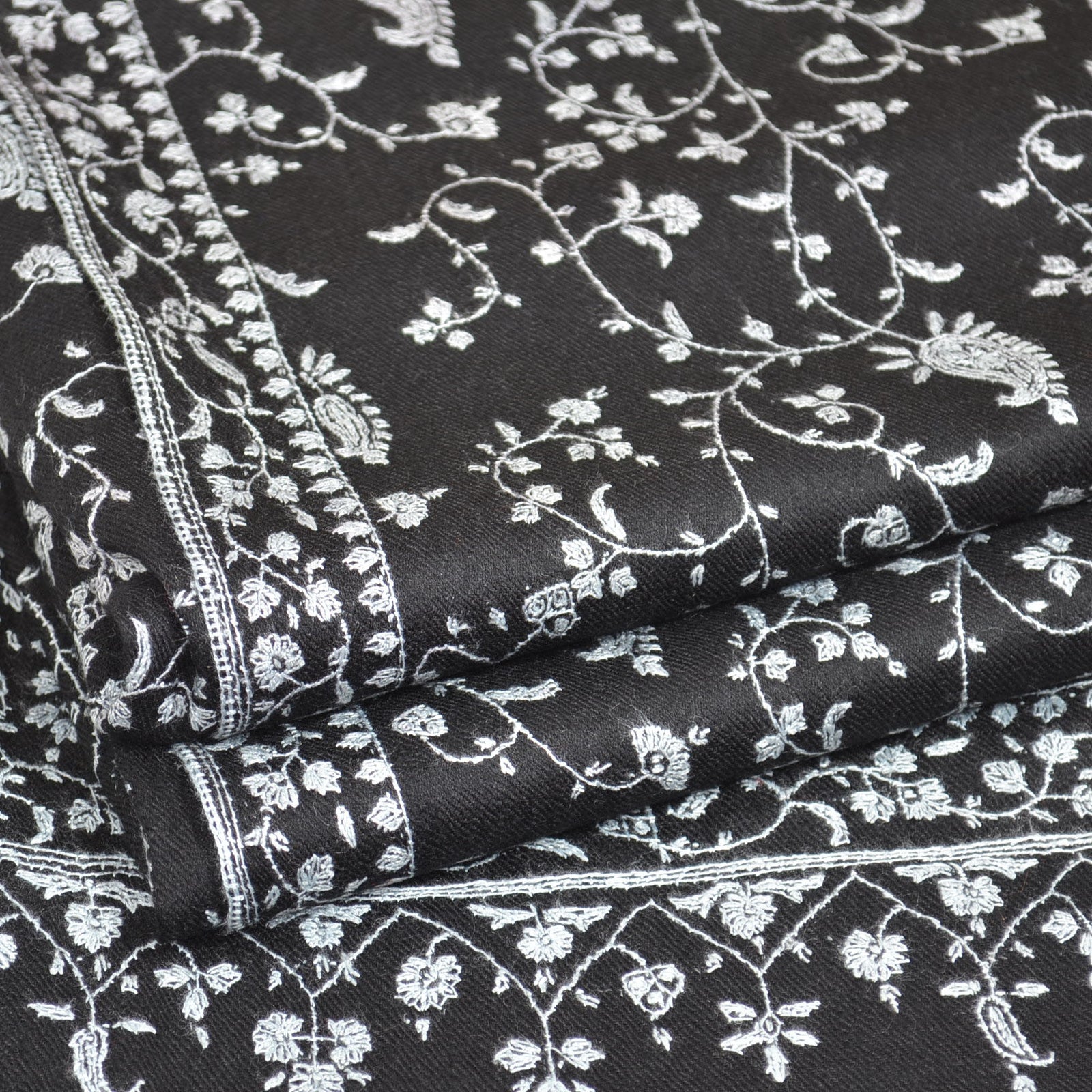 Black Jali Embroidery Pashmina Cashmere Shawl