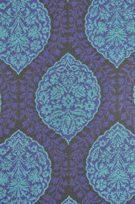 Blue Multicolor Jacquard Kani Pattern Merino Wool Scarf
