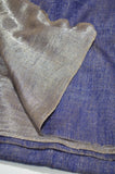 Reversible Metallic Blue and Silver Handwoven Cashmere Pashmina Shawl