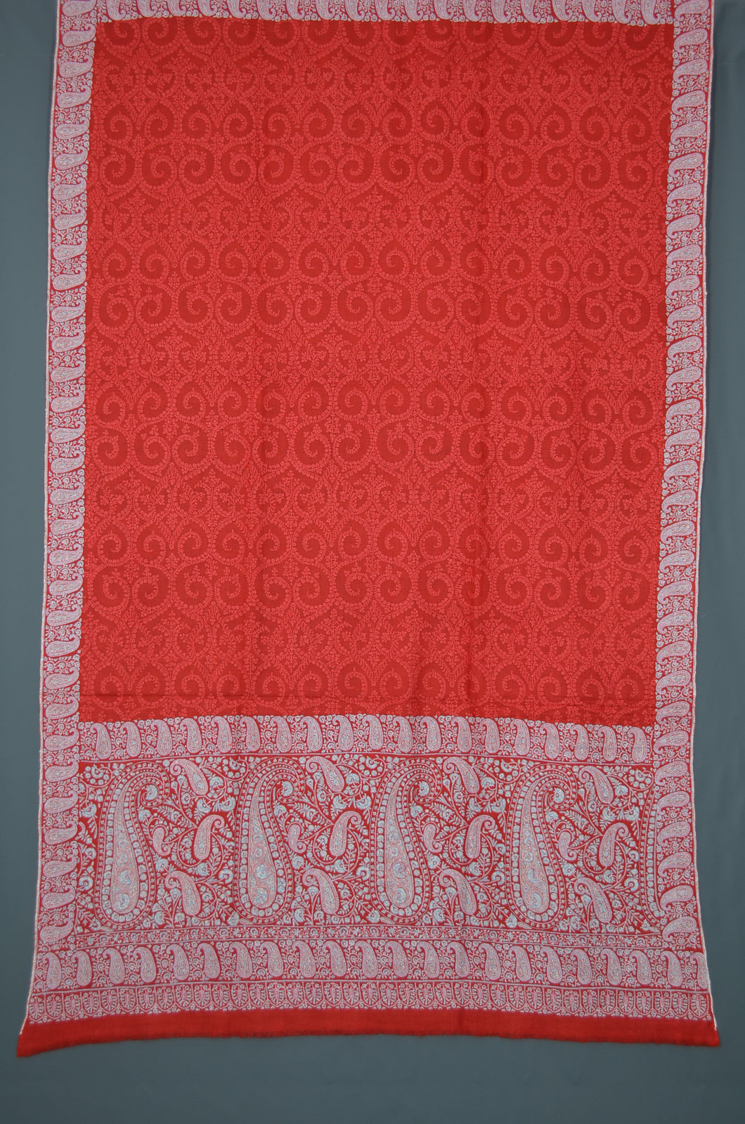 Red Jamawar Embroidery Cashmere Pashmina Shawl