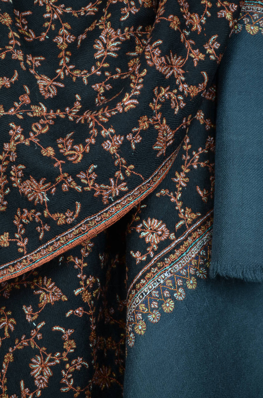 Black Cashmere Pashmina Jali Embroidery Shawl