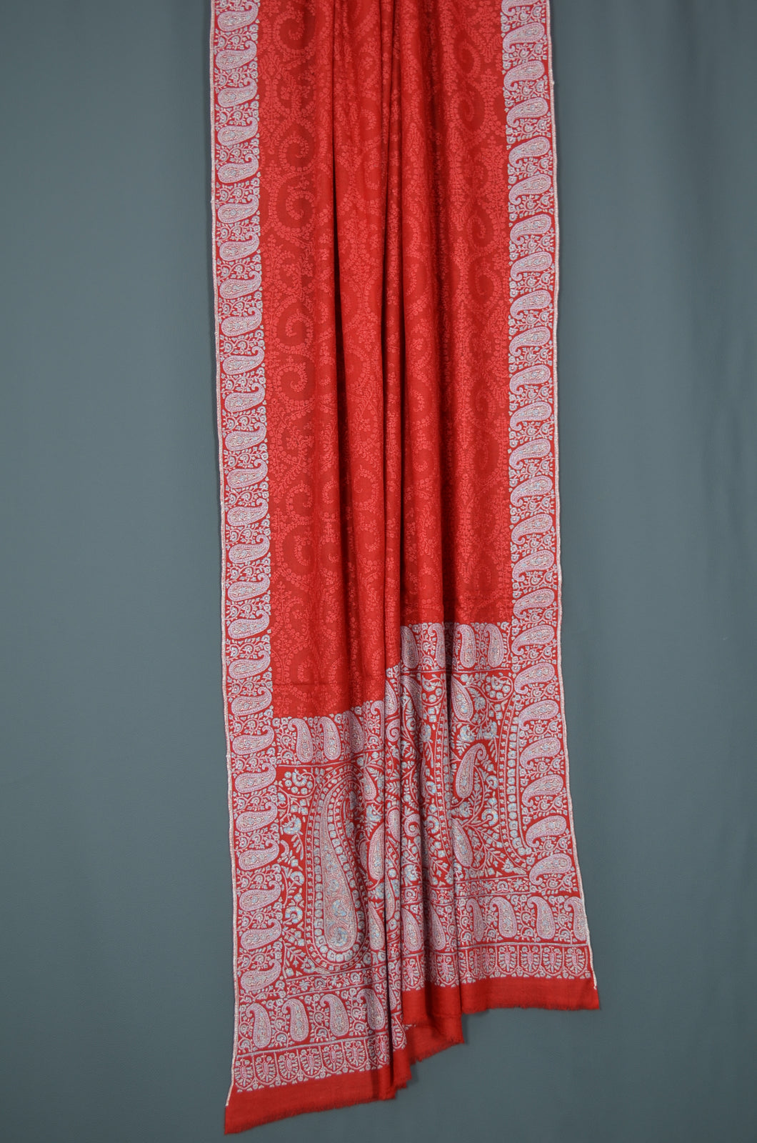 Red Jamawar Embroidery Cashmere Pashmina Shawl