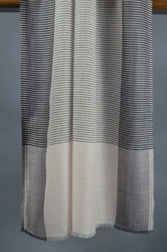 Multi-color black stripe Merino Silk Scarf