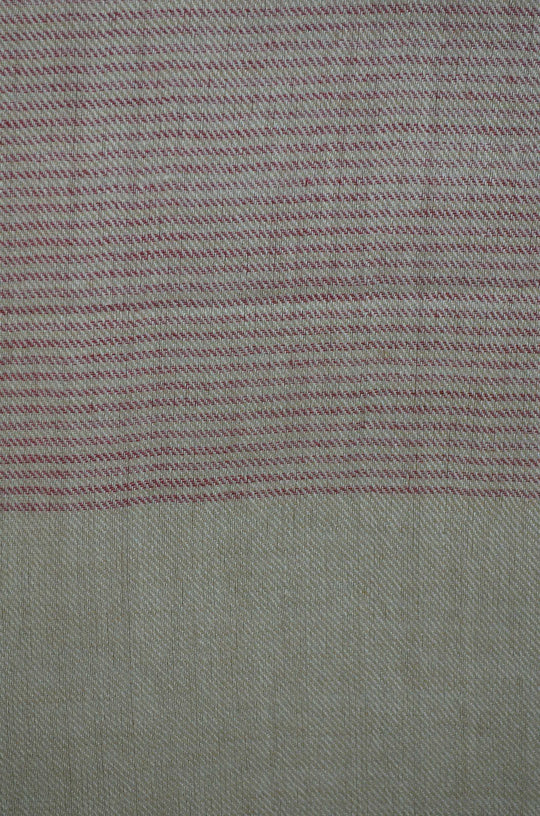 Red Stripe Natural Border Merino Silk Scarf
