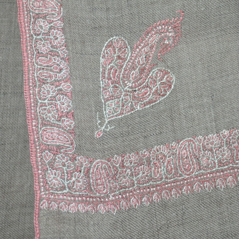 Oversized 2.5 Yard Pashmina Border Embroidery Shawl