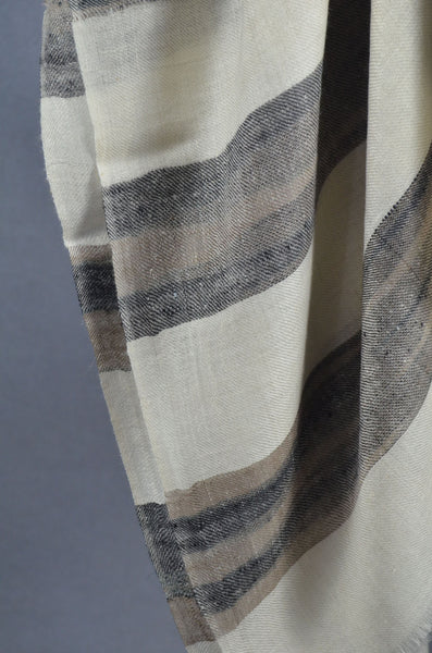Black Big Stripe Handwoven Cashmere Pashmina Scarf