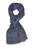 glitch woven reversible blue and natural scarf 