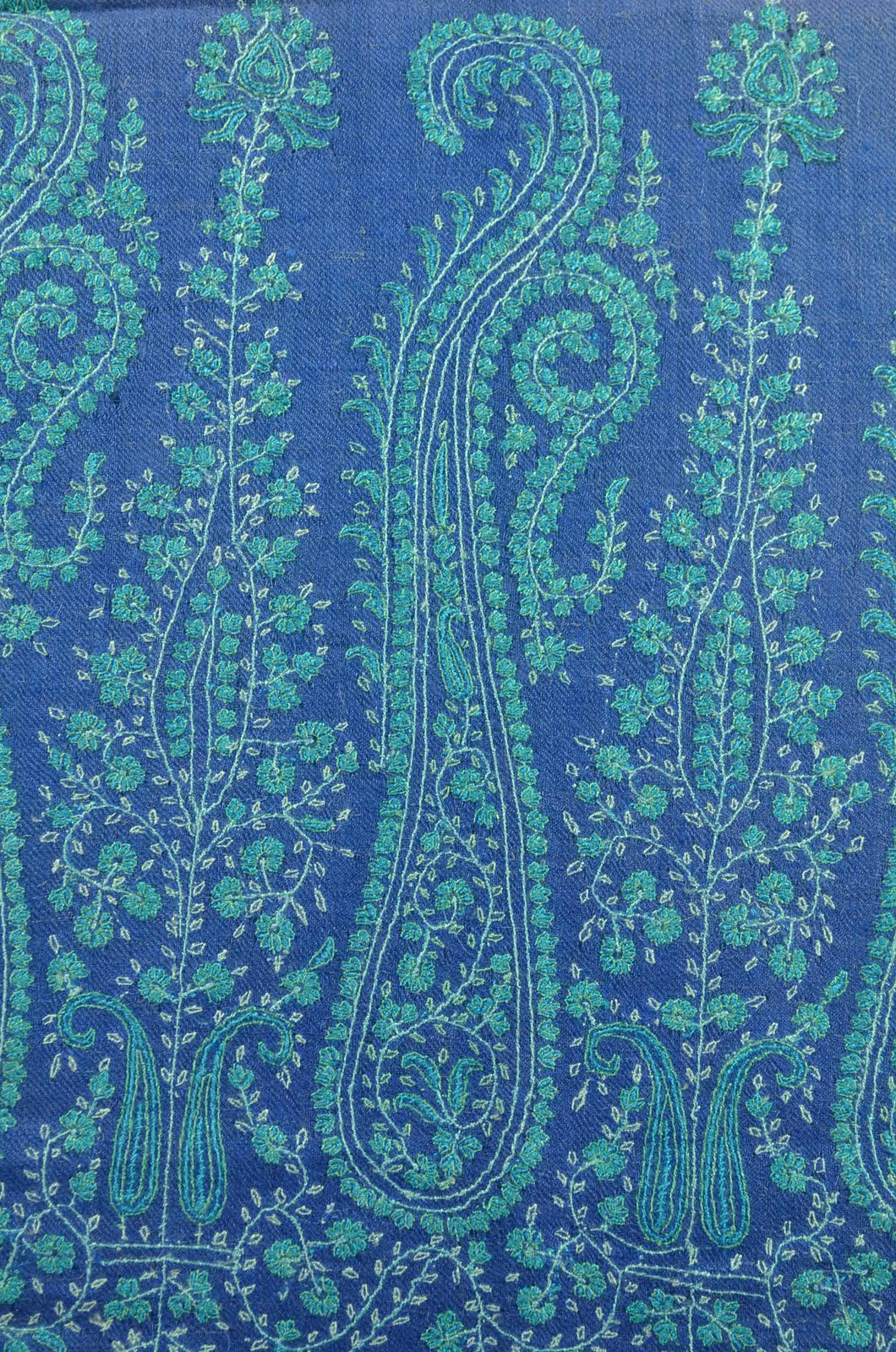 Blue Border Embroidery Cashmere Pashmina Shawl