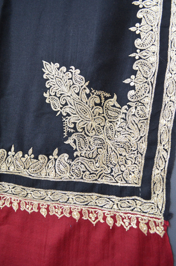 Black Tilla Embroidery Pashmina Shawl