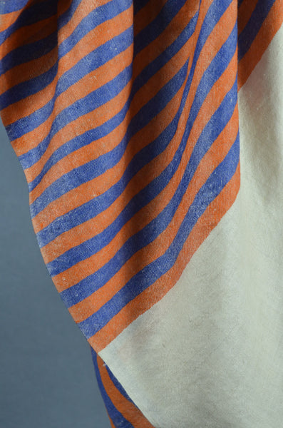 Orange & Blue Handwoven Cashmere Pashmina Scarf
