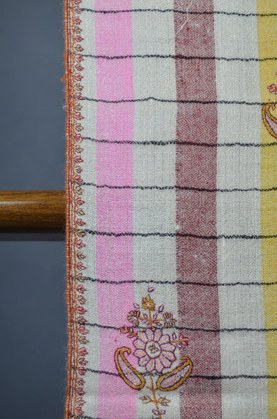 Multicolor Stripe Embroidery Cashmere Pashmina Shawl
