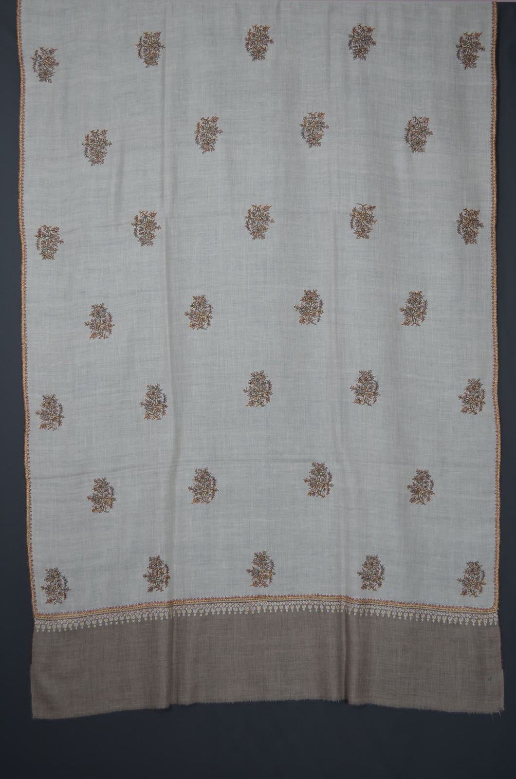 Motif Embroidery Ivory cashmere pashmina shawl
