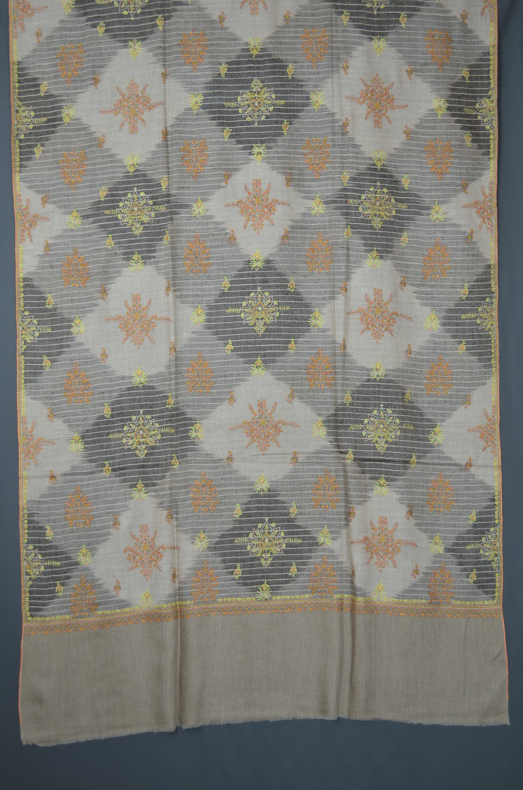 Natural Ikat Motif Embroidery pashmina shawl