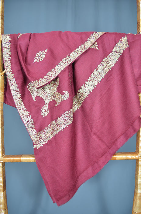Maroon Tilla Embroidery Pashmina Shawl