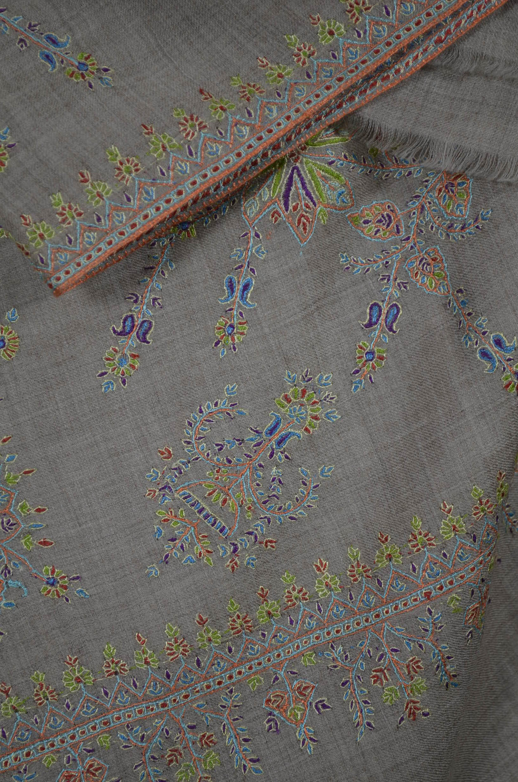 Natural Jali Embroidery Pashmina Cashmere Shawl