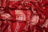 Maroon Jali Sozni Embroidery Shawl