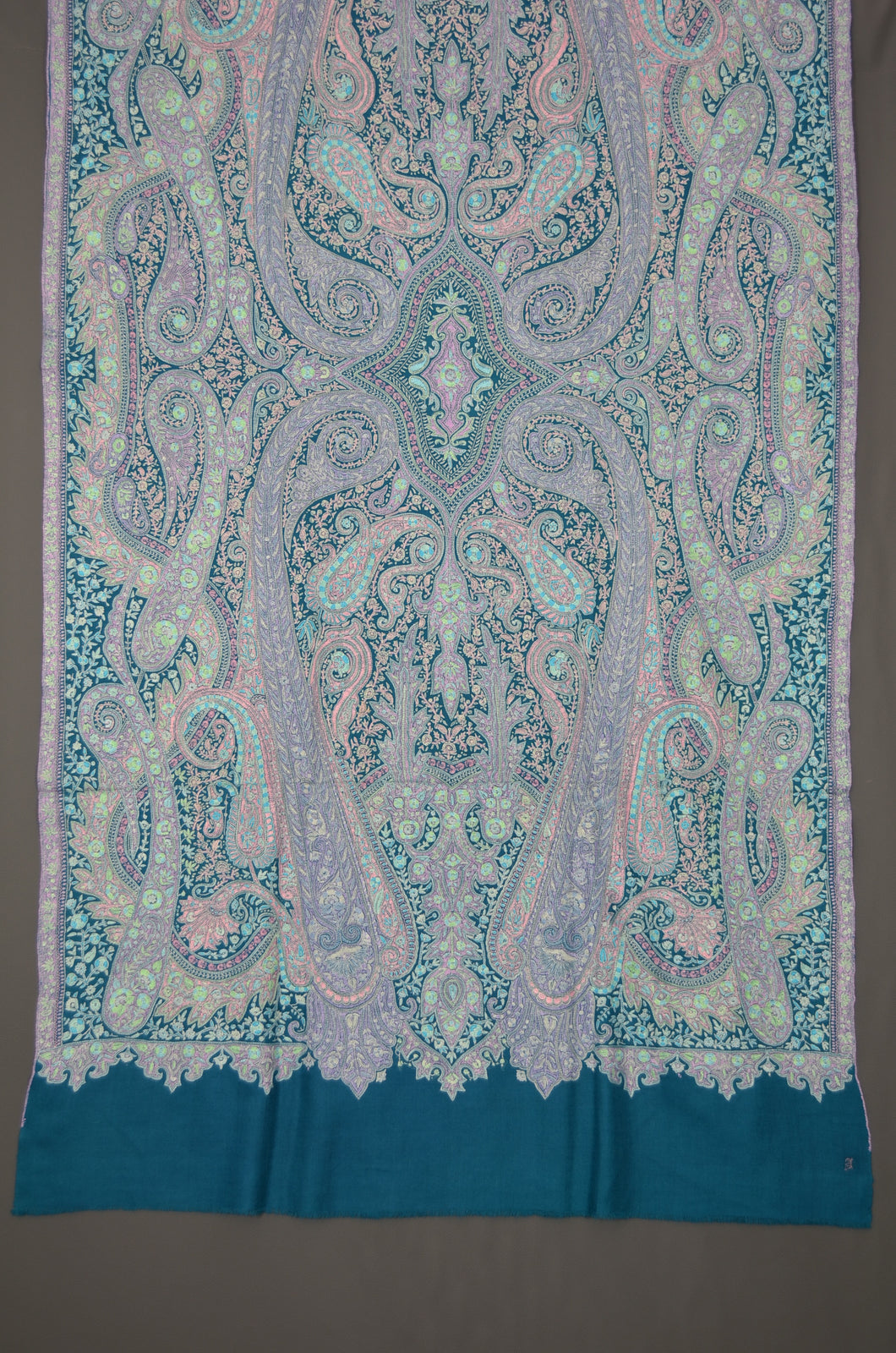 Blue Jamawar Embroidery Pashmina Shawl