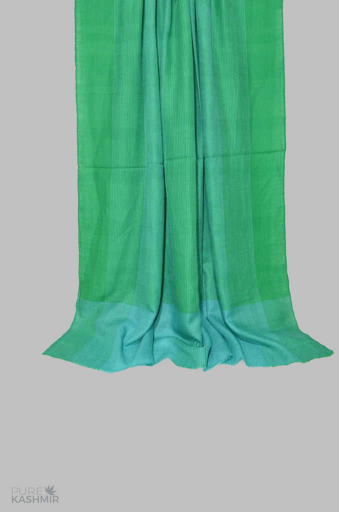 Green and Turquoise Handwoven Cashmere Pashmina Shawl