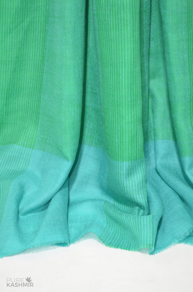Green and Turquoise Handwoven Cashmere Pashmina Shawl