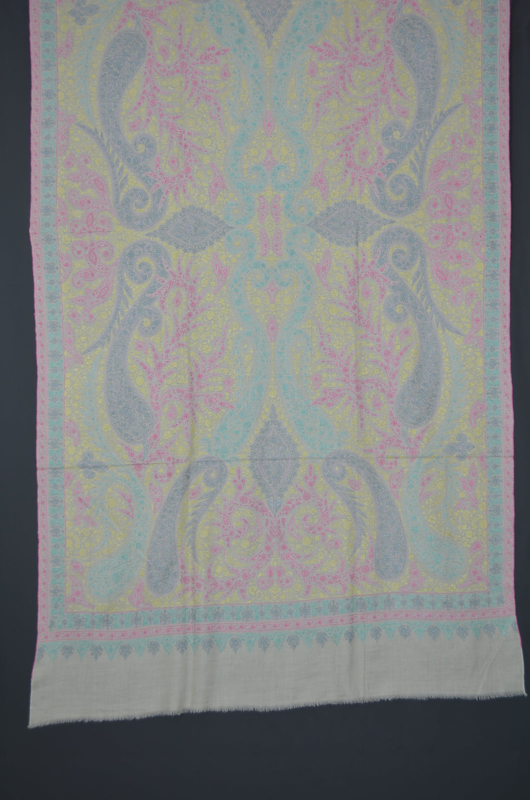 Ivory Cashmere Pashmina Jamawar Embroidery Shawl