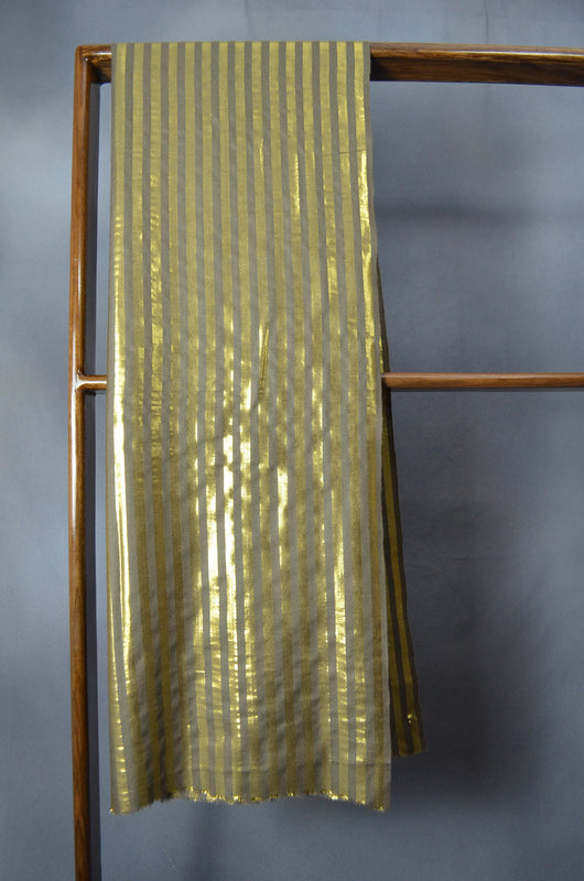 Golden Metallic Striped Handwoven Cashmere Pashmina Scarf