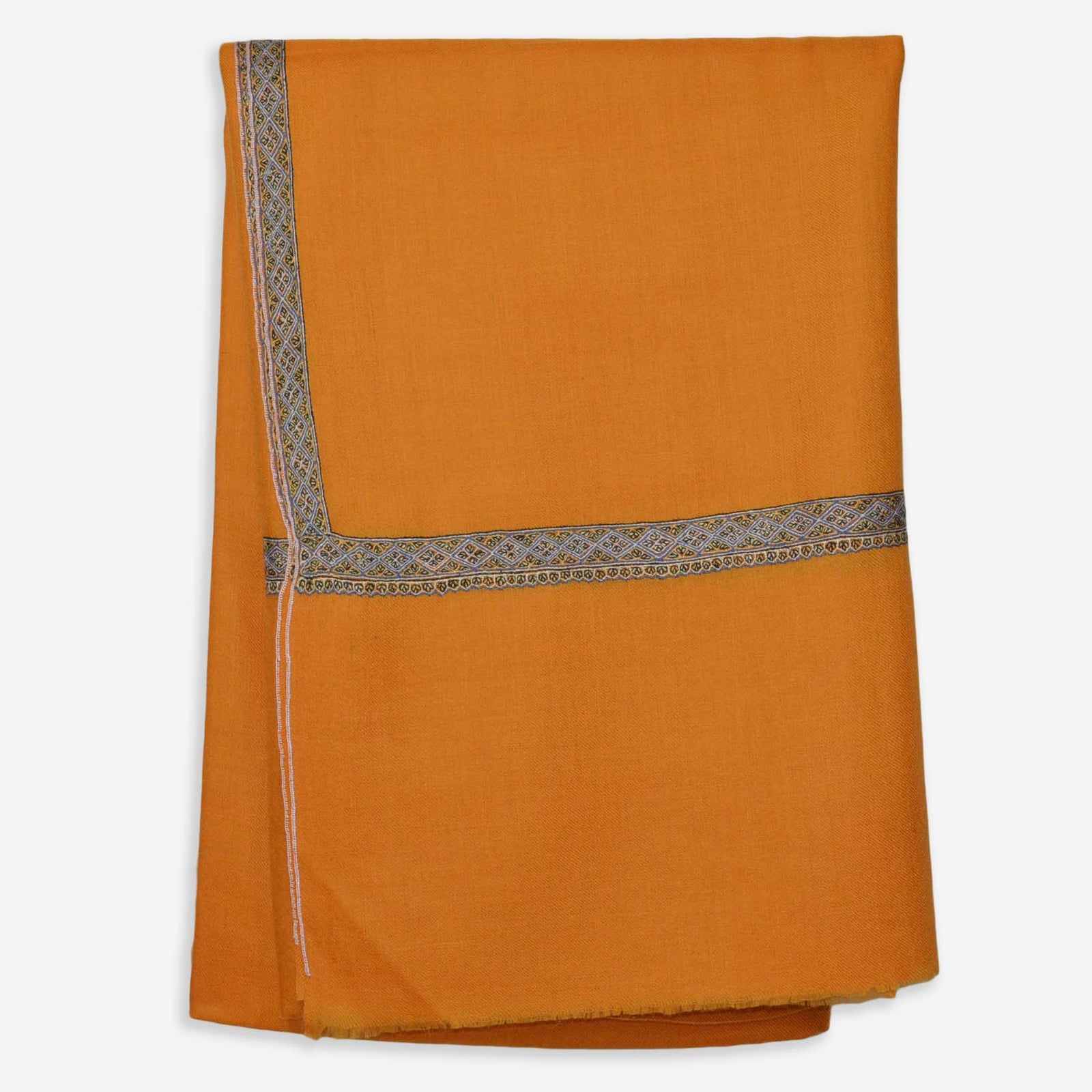 Orange hashidar pashmina border embroidery shawl