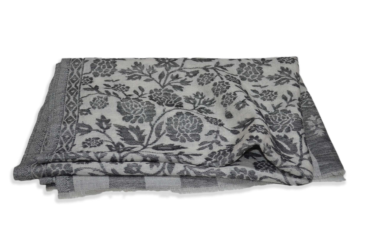 Ivory Jacquard Kani Merino Wool Scarf