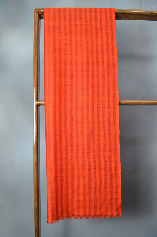 Red Striped Handwoven Cashmere Pashmina Scarf