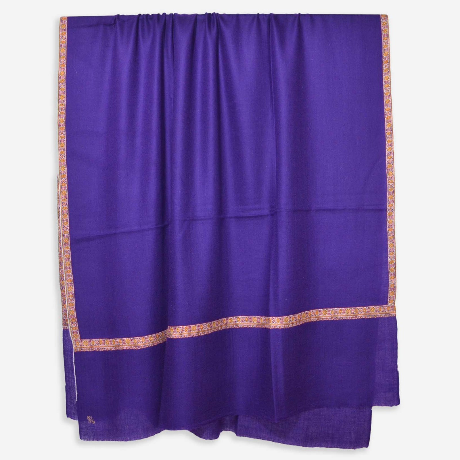 purple border embroidery cashmere pashmina shawl