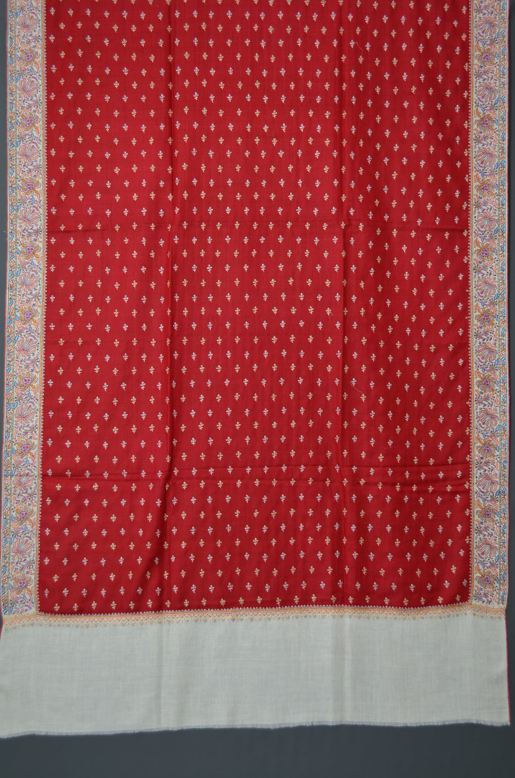 Red 2.5 Yards Jamawar Embroidery Pashmina Shawl