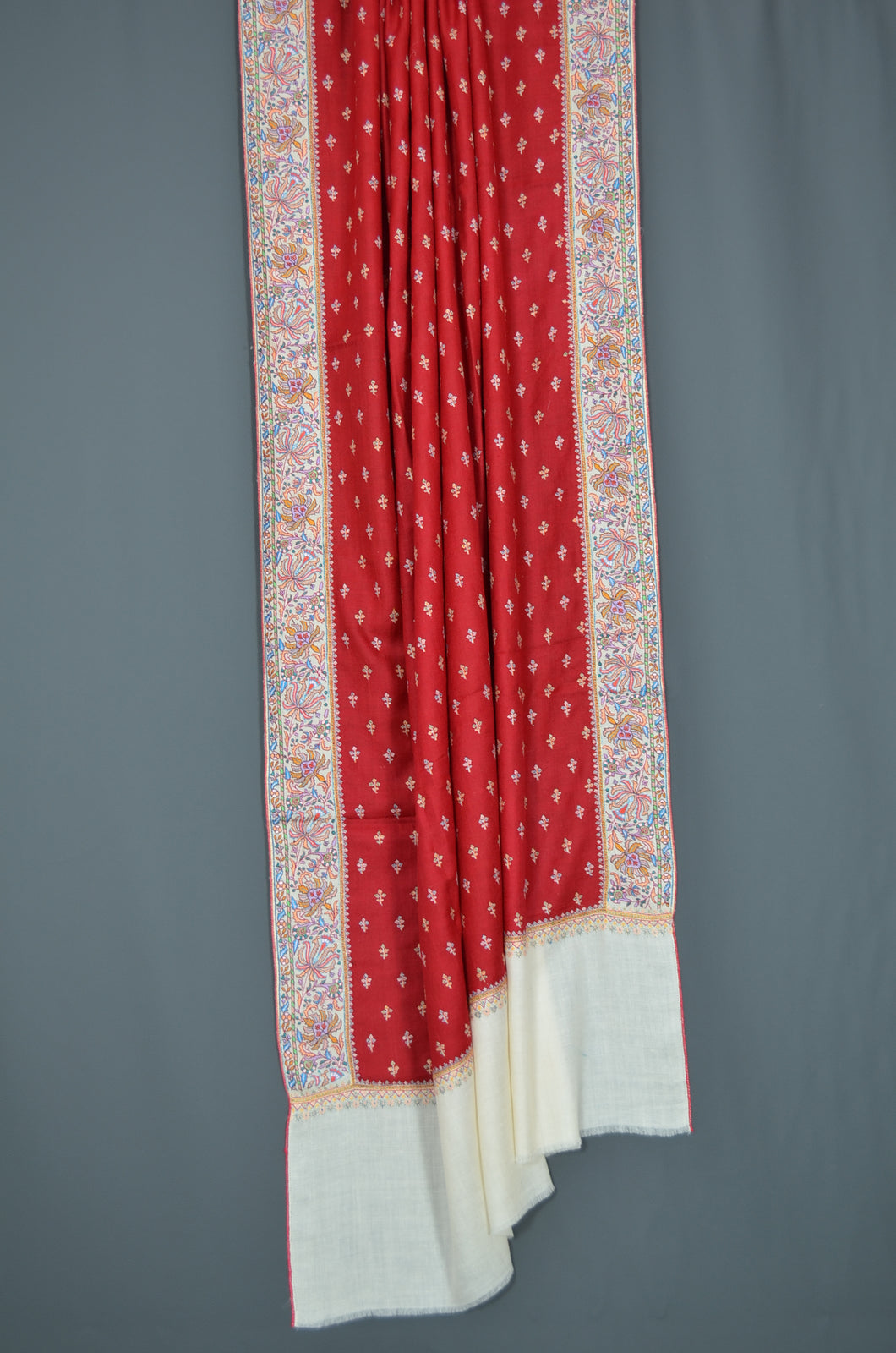 Red 2.5 Yards Jamawar Embroidery Pashmina Shawl