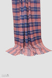 Red Blue Checkered Handwoven Cashmere Pashmina Shawl