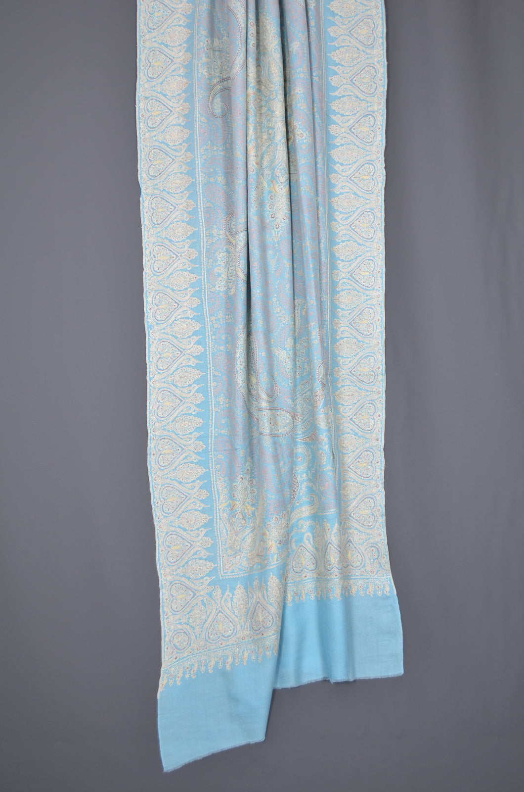 Blue 2.5 Yards Jamawar Embroidery Pashmina Shawl
