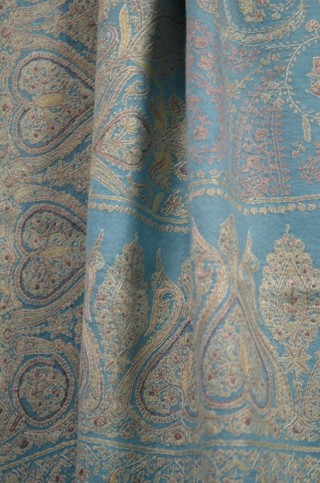 Blue 2.5 Yards Jamawar Embroidery Pashmina Shawl