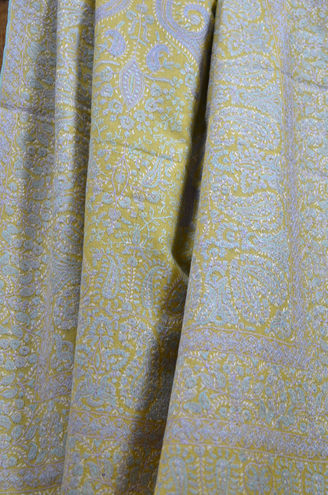 Yellow 2.5 Yards Jamawar Embroidery Pashmina Shawl