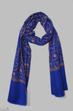 Royal Blue Jali  Merino Sozni Hand Embroidery Shawl