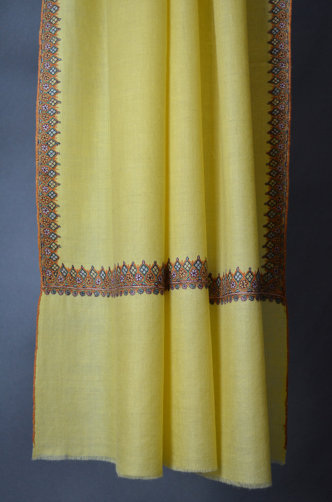 Yellow Border Embroidery Cashmere Pashmina Shawl – purekashmir.com
