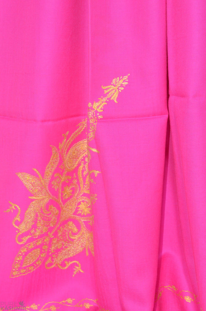 Hot Pink Cone Motif Merino Sozni Hand Embroidery Shawl