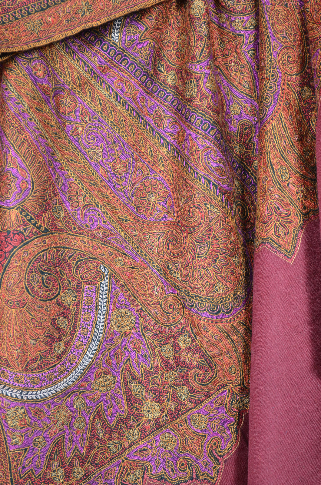 Maroon Jamawar Embroidery Pashmina Shawl – purekashmir.com