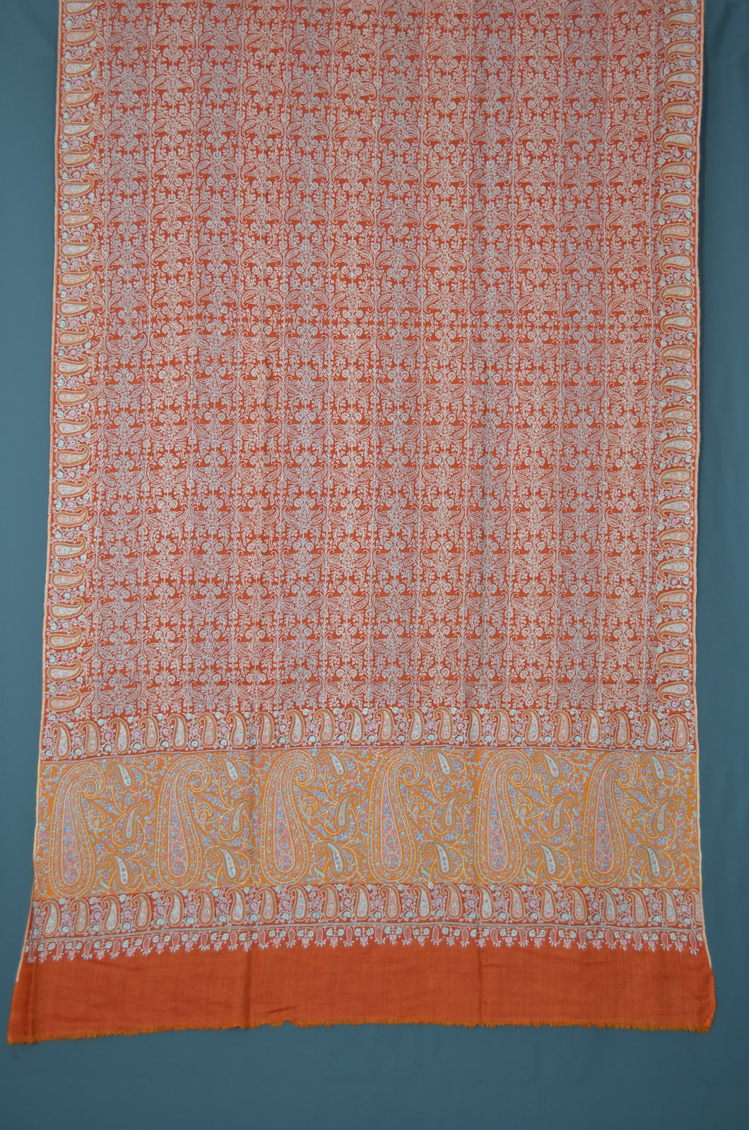 Orange Jamawar Embroidery Pashmina Shawl