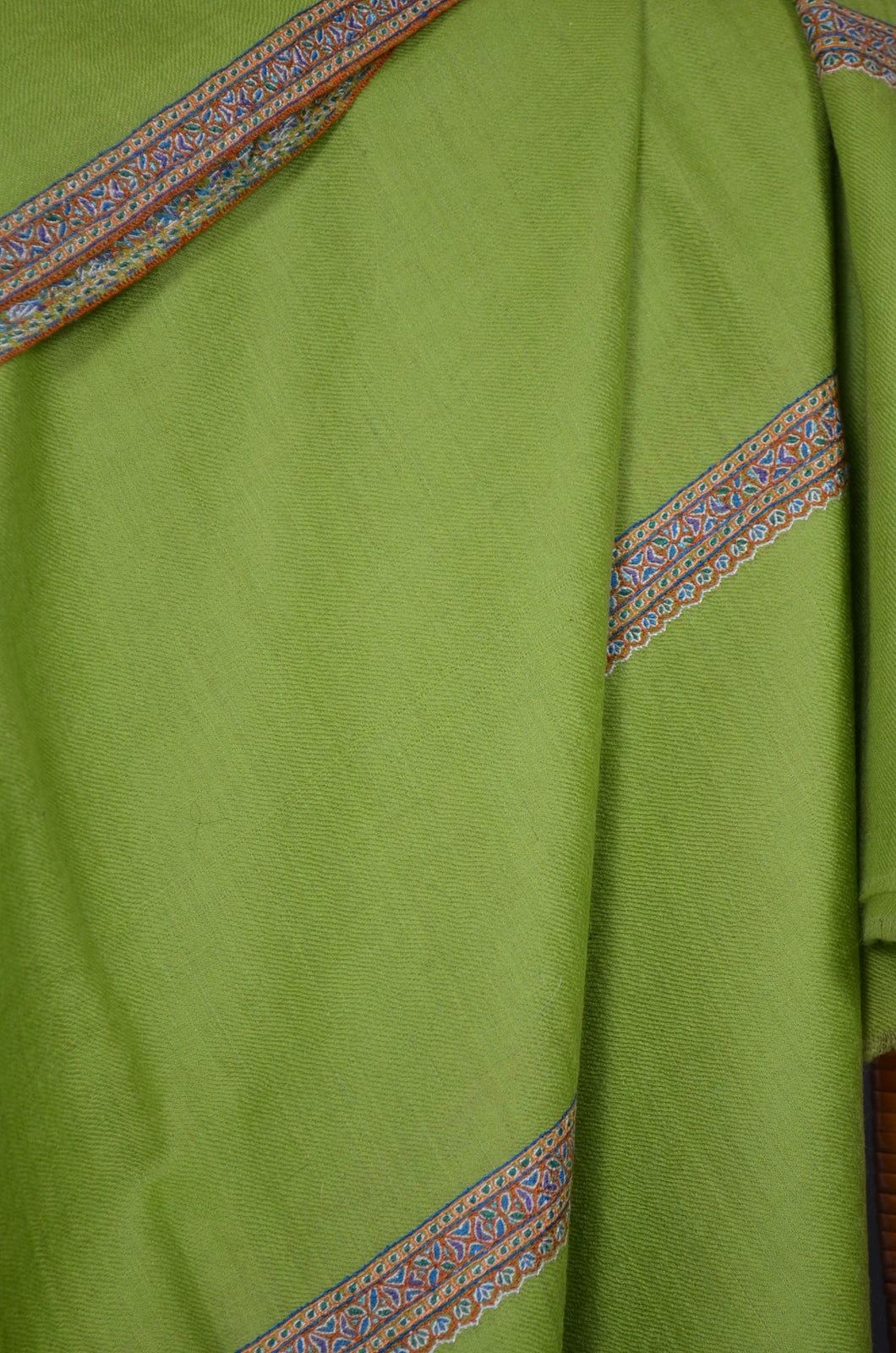 Green Border Embroidery Cashmere Pashmina Shawl