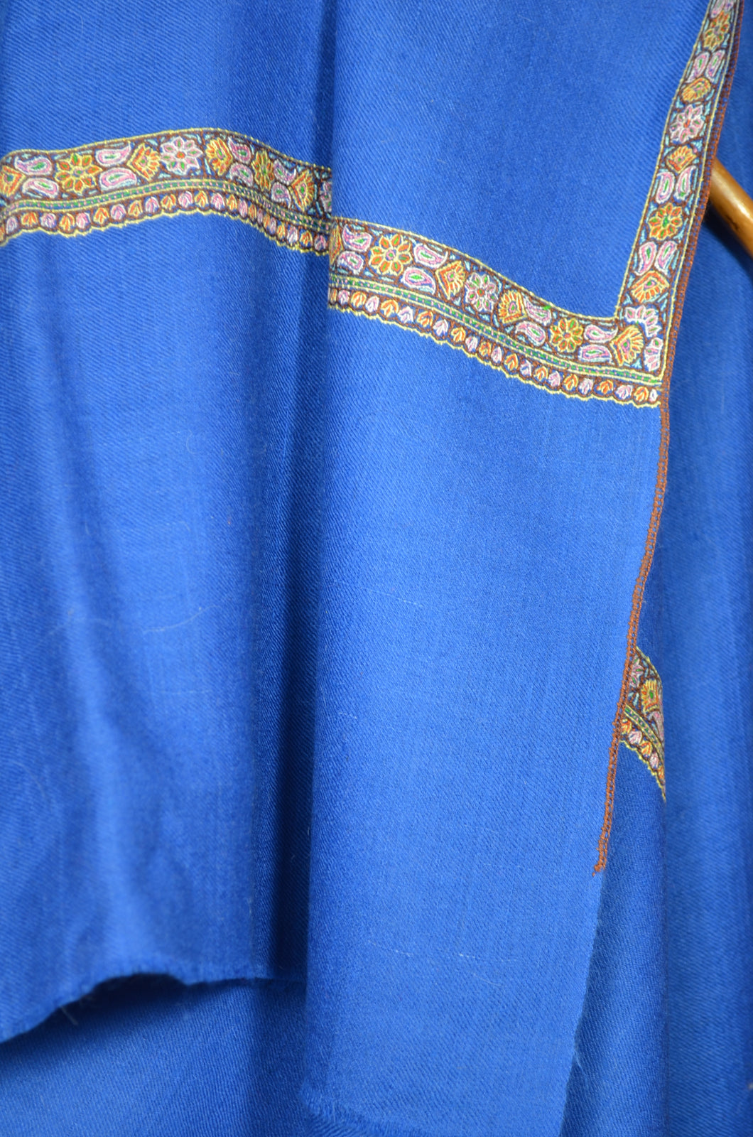 Royal Blue Border Embroidery Cashmere Pashmina Shawl